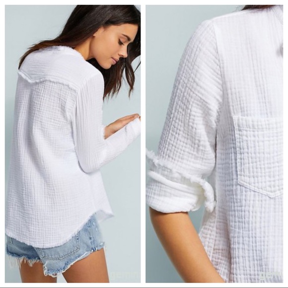 Anthropologie XS Cloth Stone Riley Buttondown Top - Picture 8 of 8